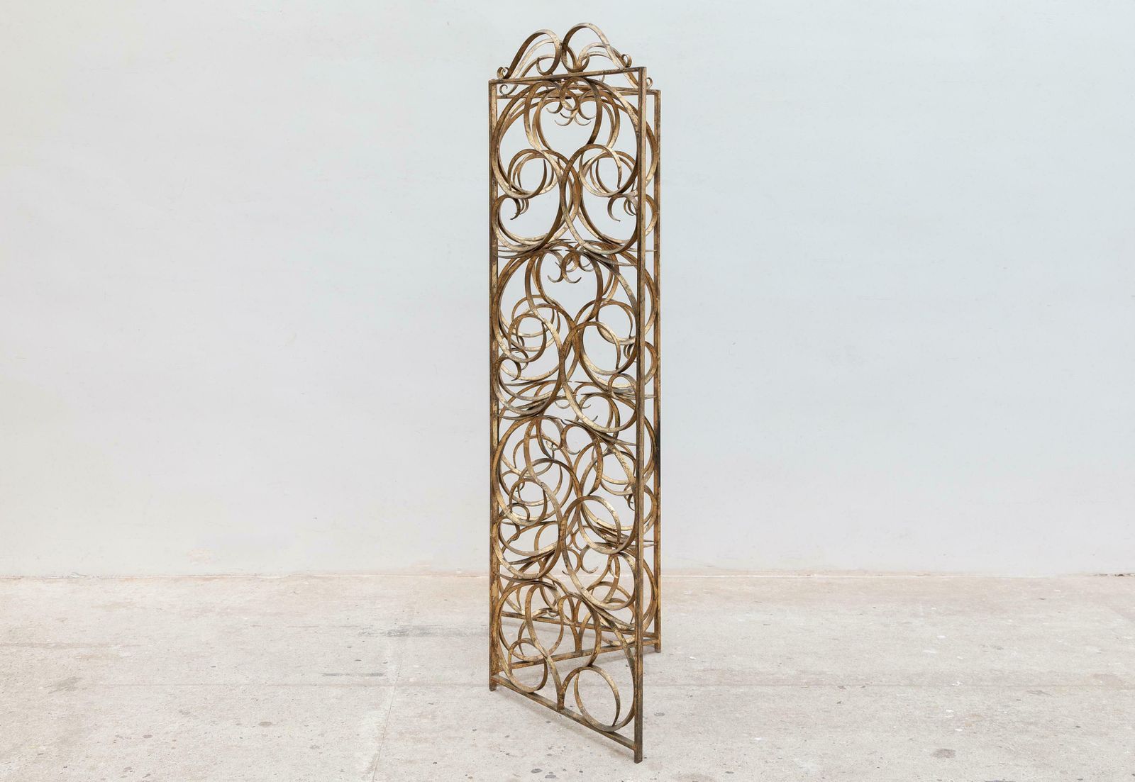 Decorative Wrought Iron, Gilt Folding Screen, Italy, 1950s photo for sale
