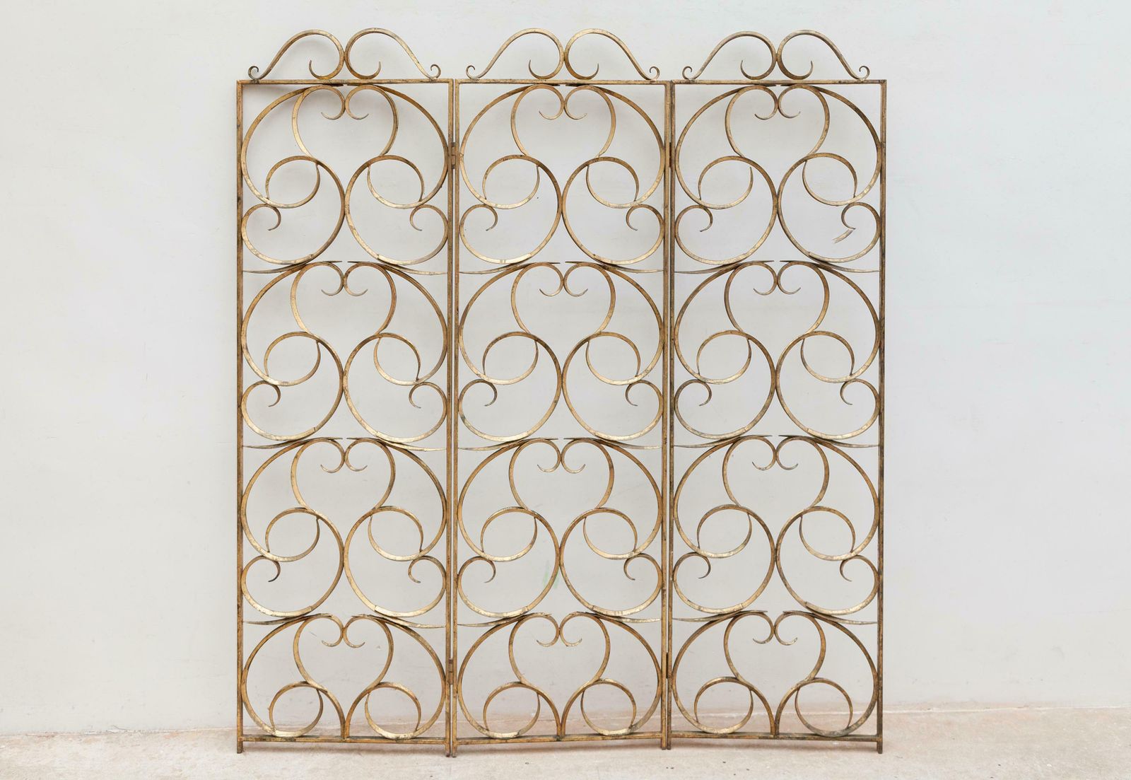 Decorative Wrought Iron, Gilt Folding Screen, Italy, 1950s photo Home Decor