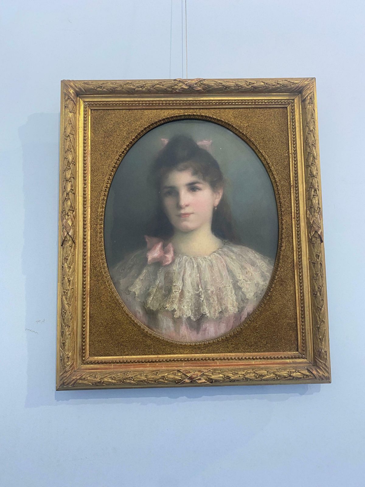 Antique Pastel Painting "Portrait Of A Little Girl" Signed, France 1899 photo for sale