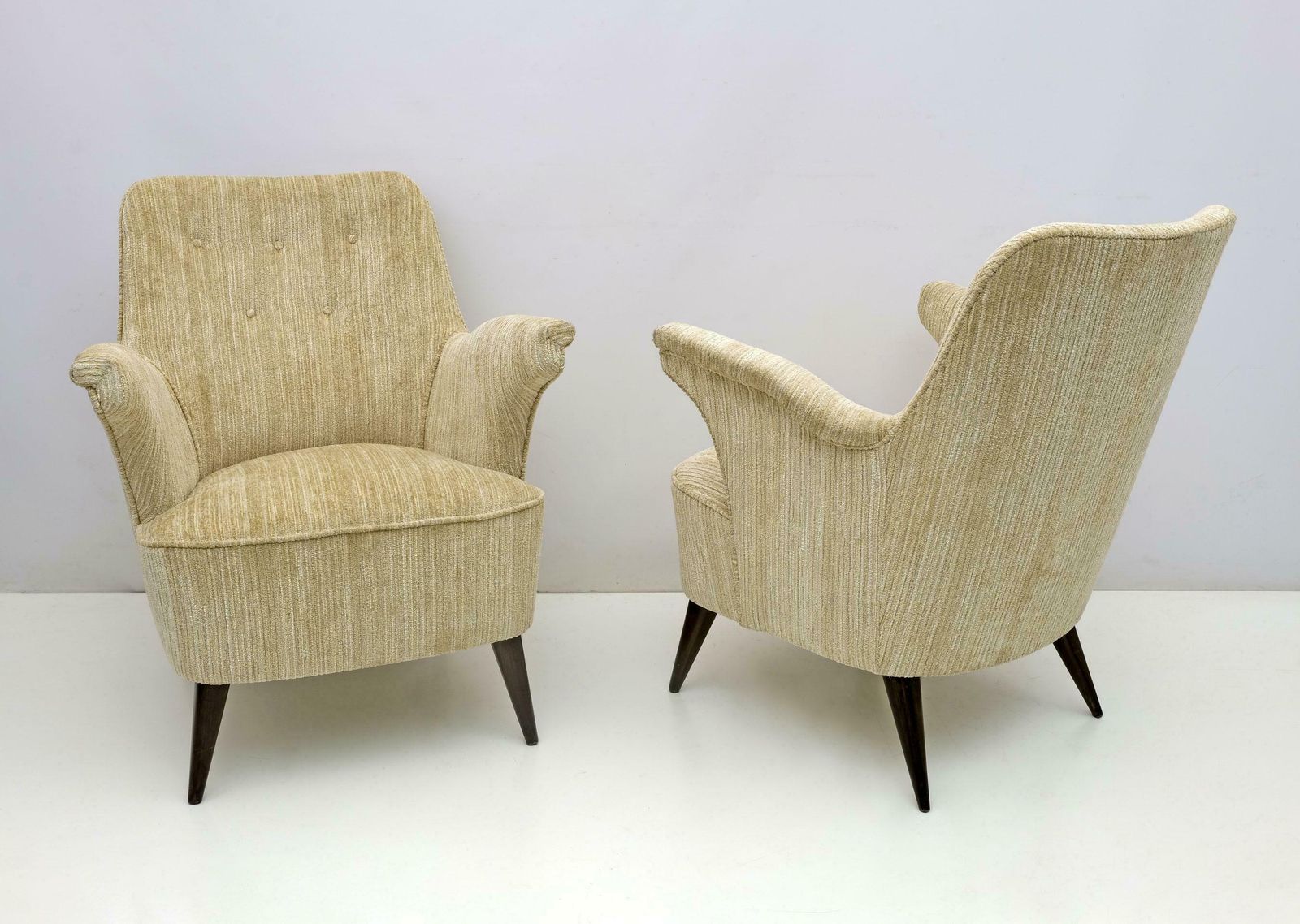 Pair Of Nino Zoncada Mid Century Modern Chenille Velvet By Cassina Armchairs 50s photo furniture