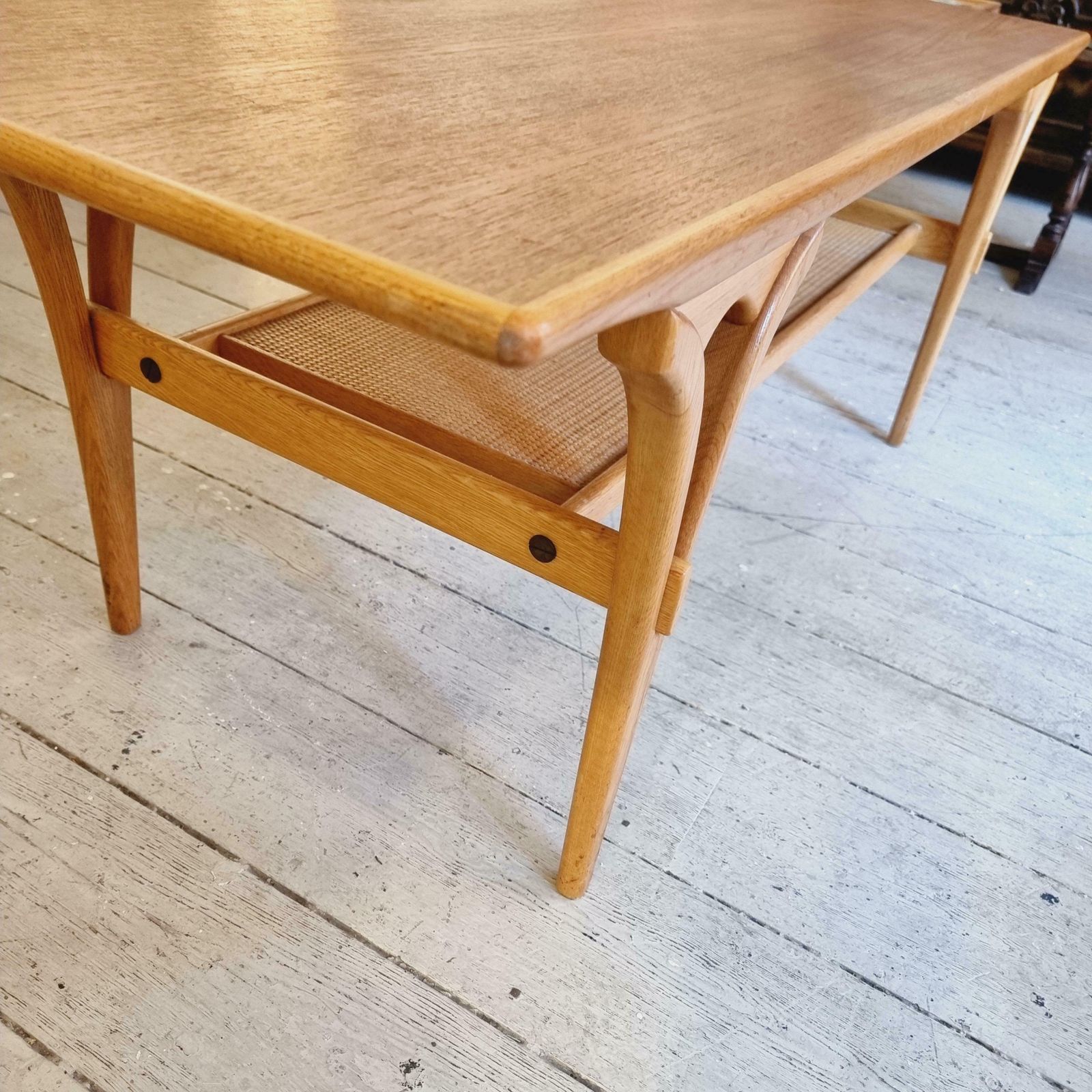 Birger Larsson, Coffee / Sofa Table, Teak, Oak & Rattan. Scandinavian Modern photo Furniture