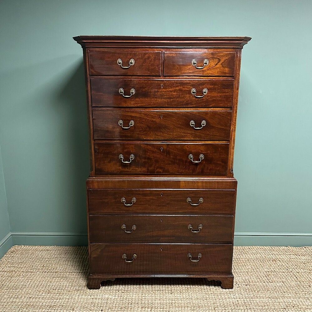 Georgian Mahogany Chest On Chest / Antique Tall Boy