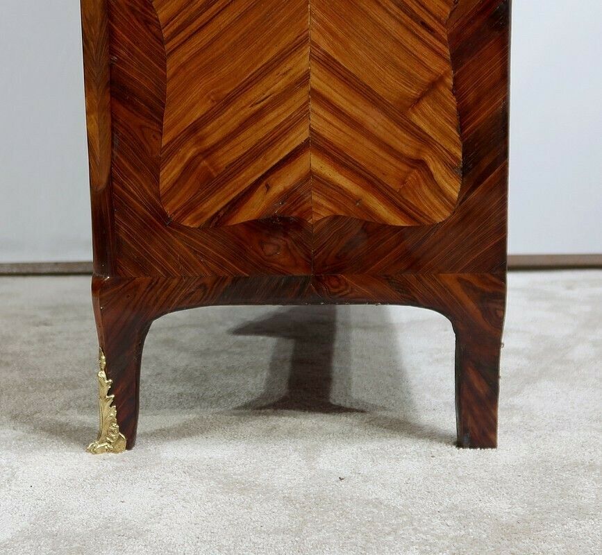 photo vintage Rare And Exceptional Secretary Cabinet In Precious Wood, Stamped J. Popsel, Louis XV – 18th Century