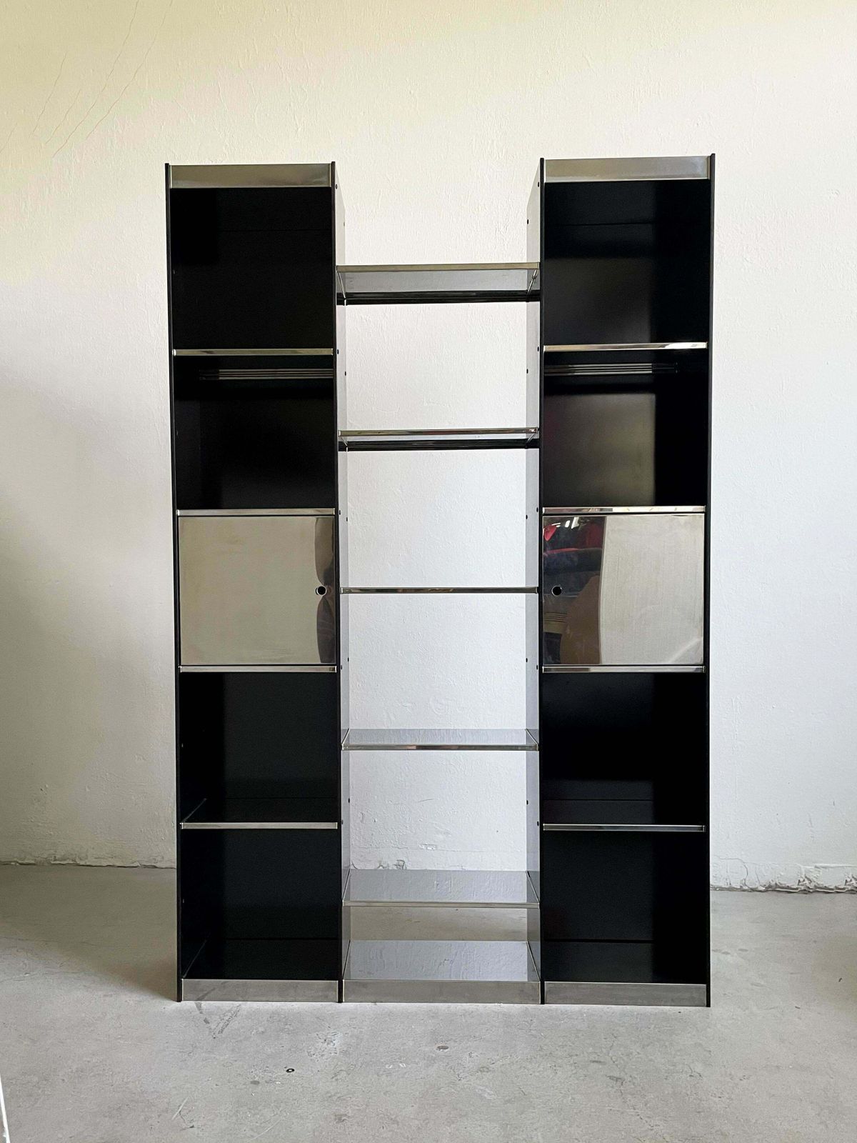 Pair Of Italian Modern Library Bookcase By Willy Rizzo For Cidue Italy 1970 photo vintage