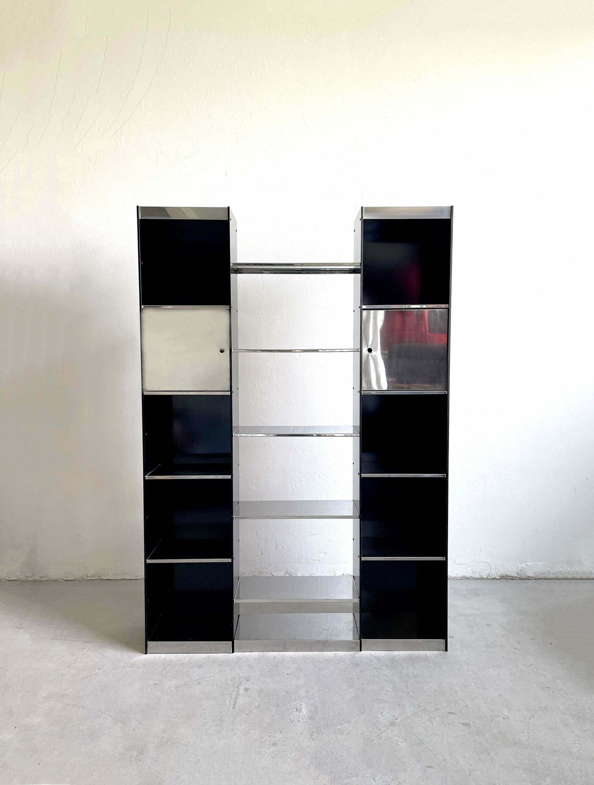 photo furniture Pair Of Italian Modern Library Bookcase By Willy Rizzo For Cidue Italy 1970