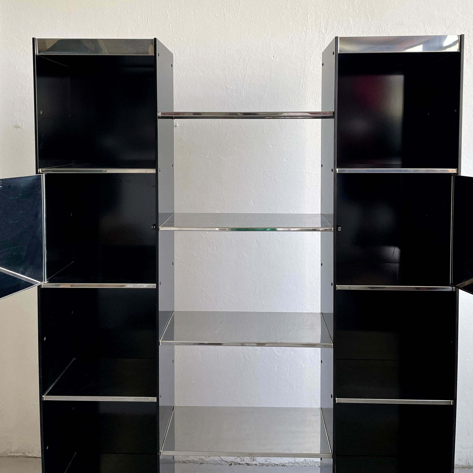 photo for sale Pair Of Italian Modern Library Bookcase By Willy Rizzo For Cidue Italy 1970