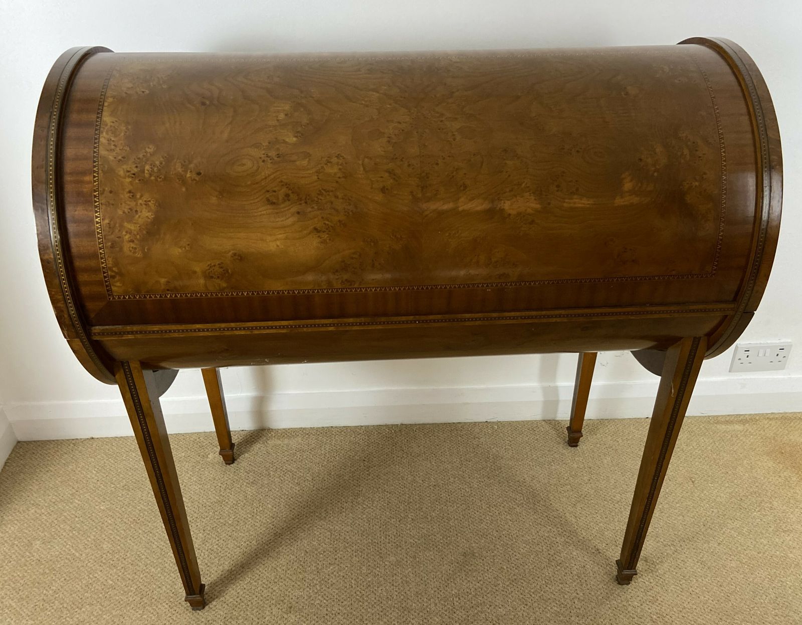 Furniture Italian Art Deco Inlaid Cylinder Desk By Carpanelli Of Milan photo