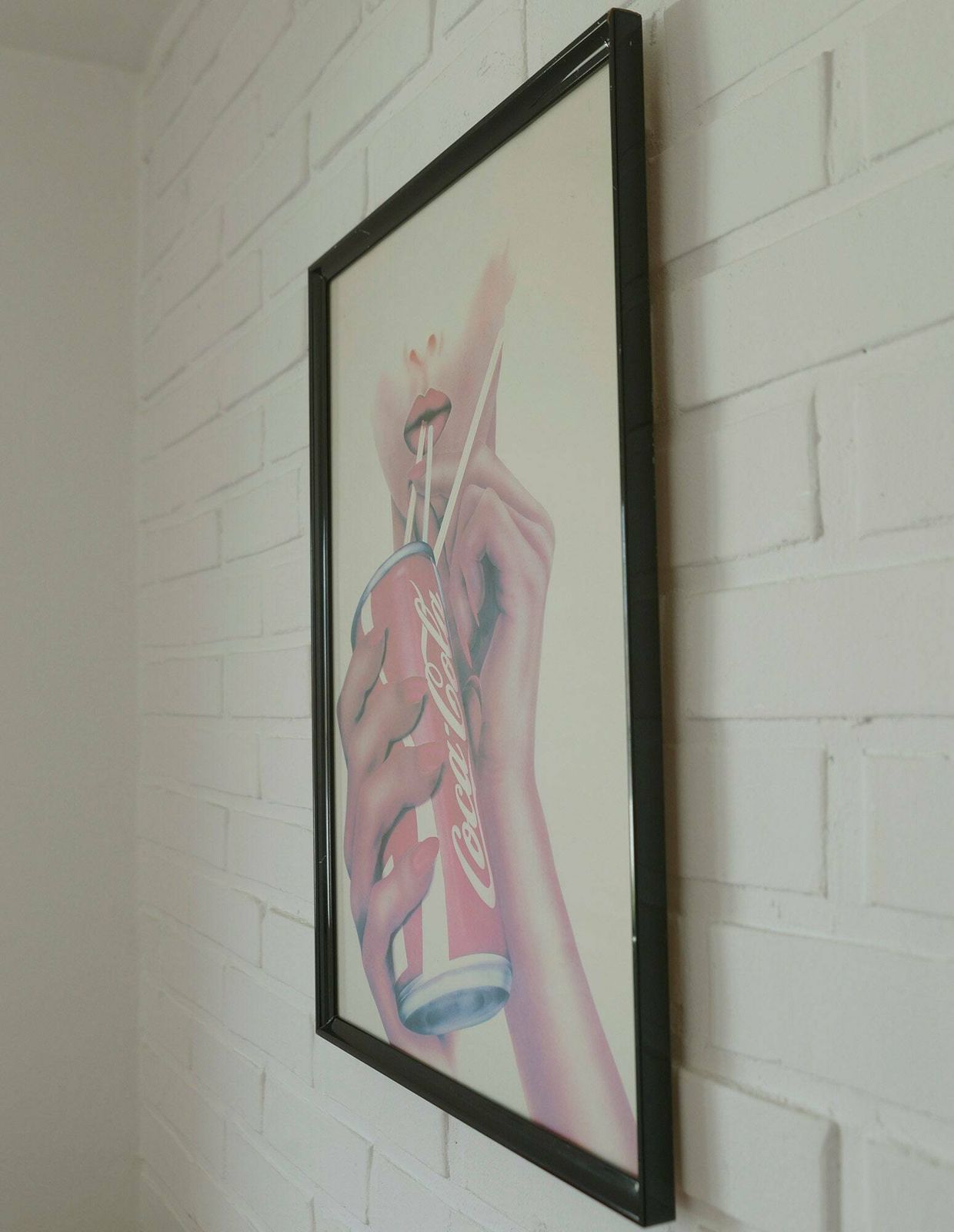 Original Vintage Coca Cola Framed Poster / Large Pop Art Wall Decor / Yugoslavia 1980s photo vinterior