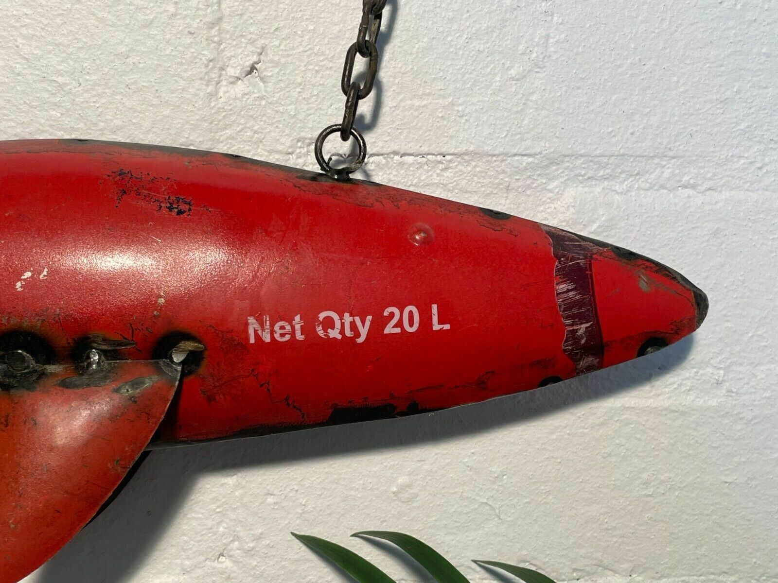 Reclaimed Recycled Hanging Tin Metal Fish Sculpture Ornament Home Garden photo vinterior