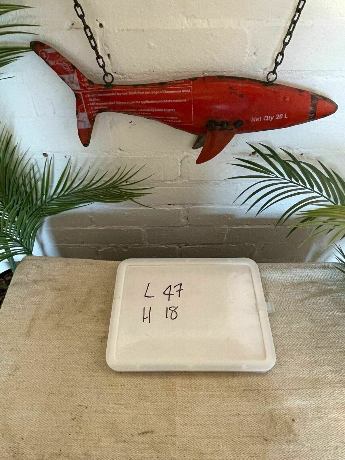 Reclaimed Recycled Hanging Tin Metal Fish Sculpture Ornament Home Garden photo buy
