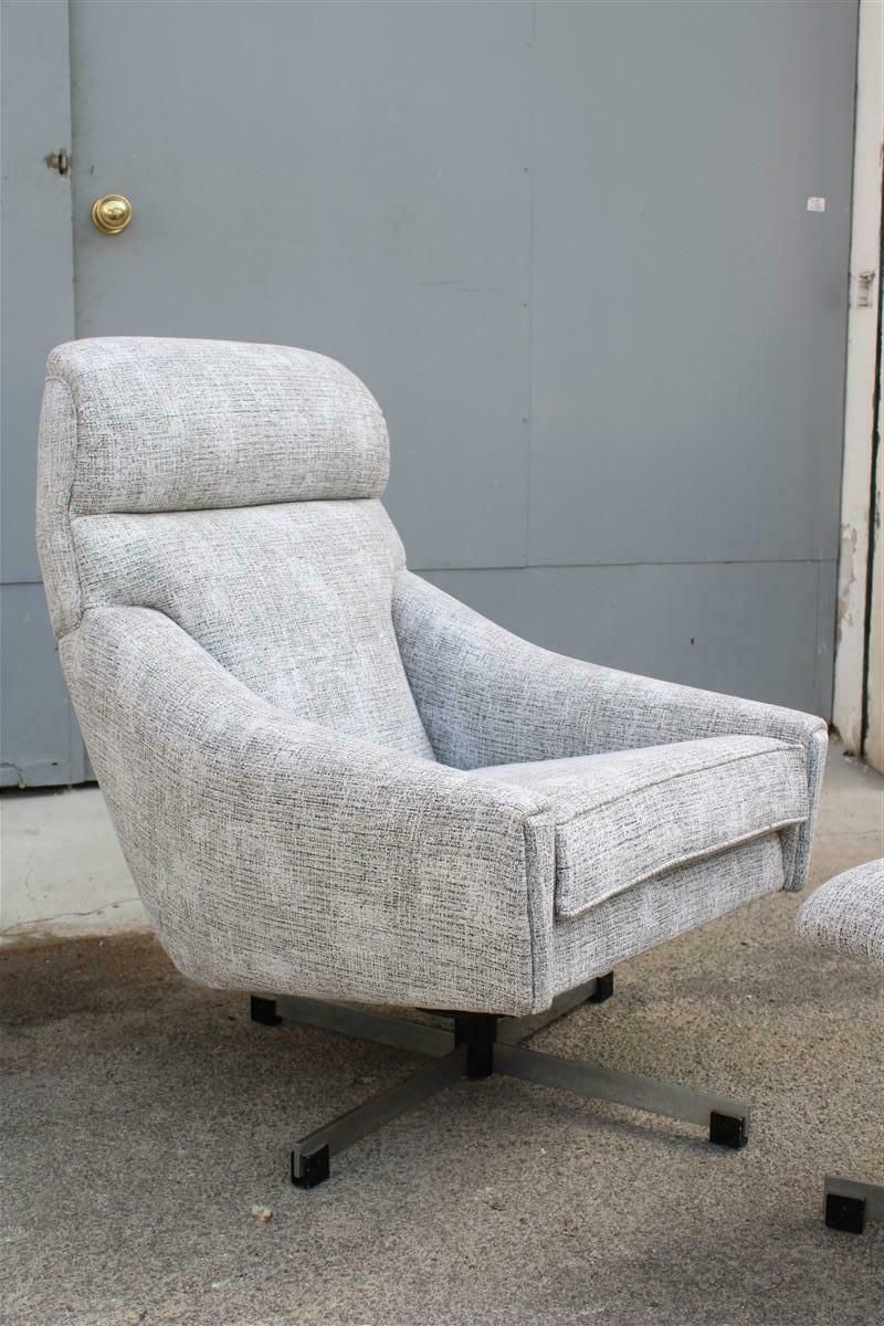 Italian Rocking And Swivel Armchair From 1970 In Fabric And Metal photo 2986.0