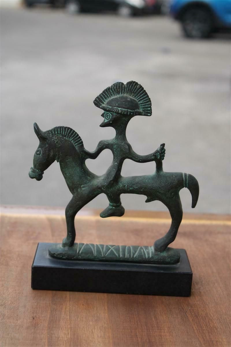 Mid Century Bronze Italian Sculpture With Black Marble Warrior On Horseback £702.09 photo furniture