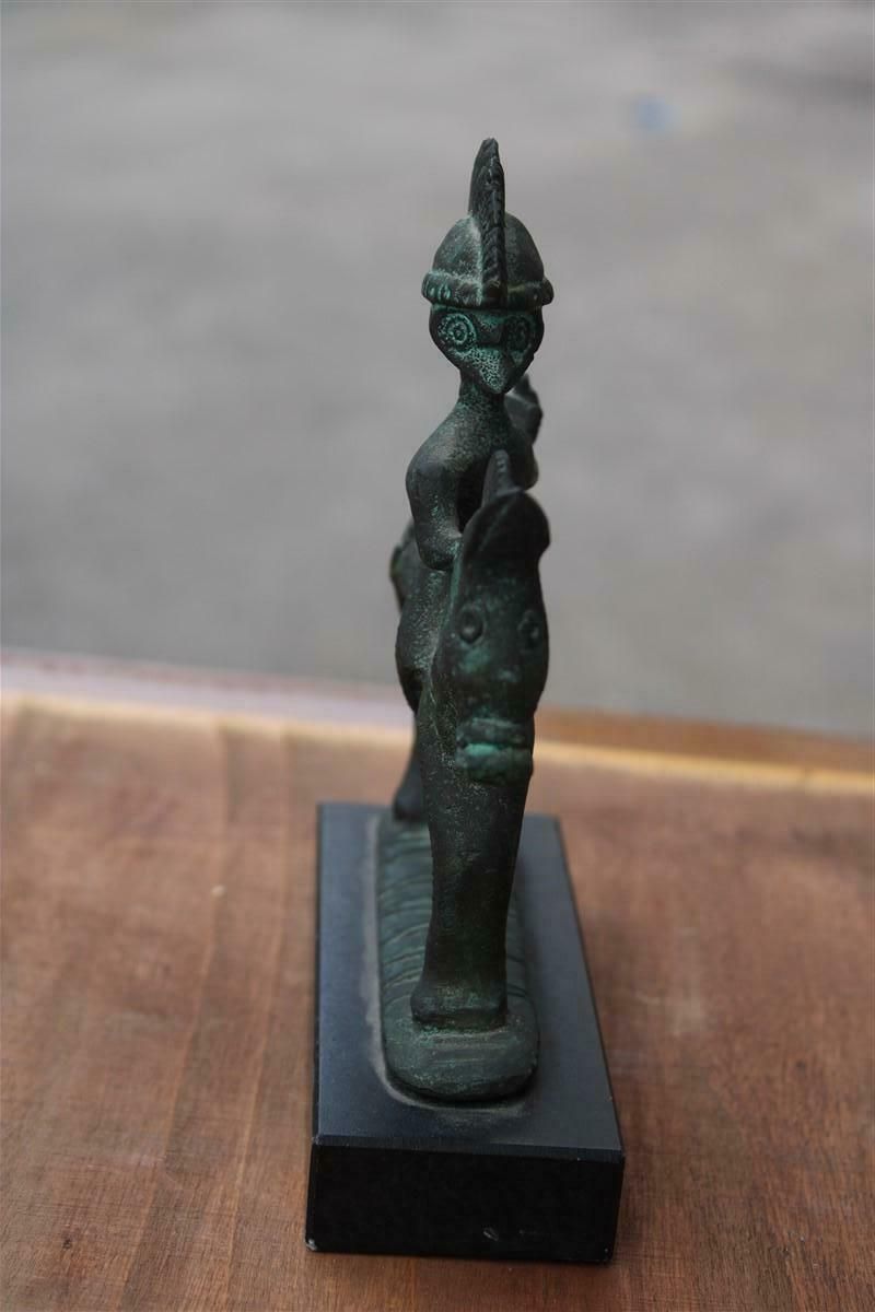 Mid Century Bronze Italian Sculpture With Black Marble Warrior On Horseback £702.09 photo vinterior