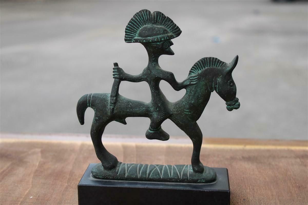 Mid Century Bronze Italian Sculpture With Black Marble Warrior On Horseback £702.09 photo buy