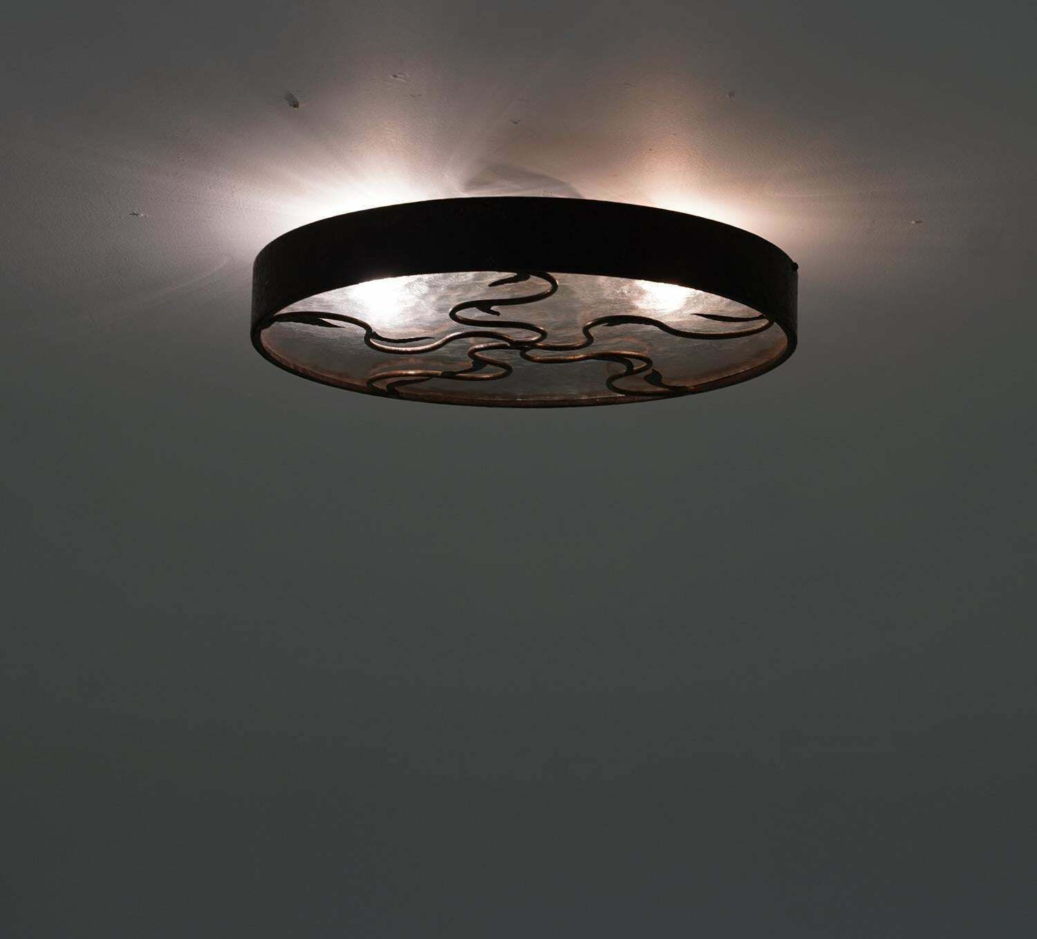 photo furniture Swedish Modern Flush Mount In Metal Glass