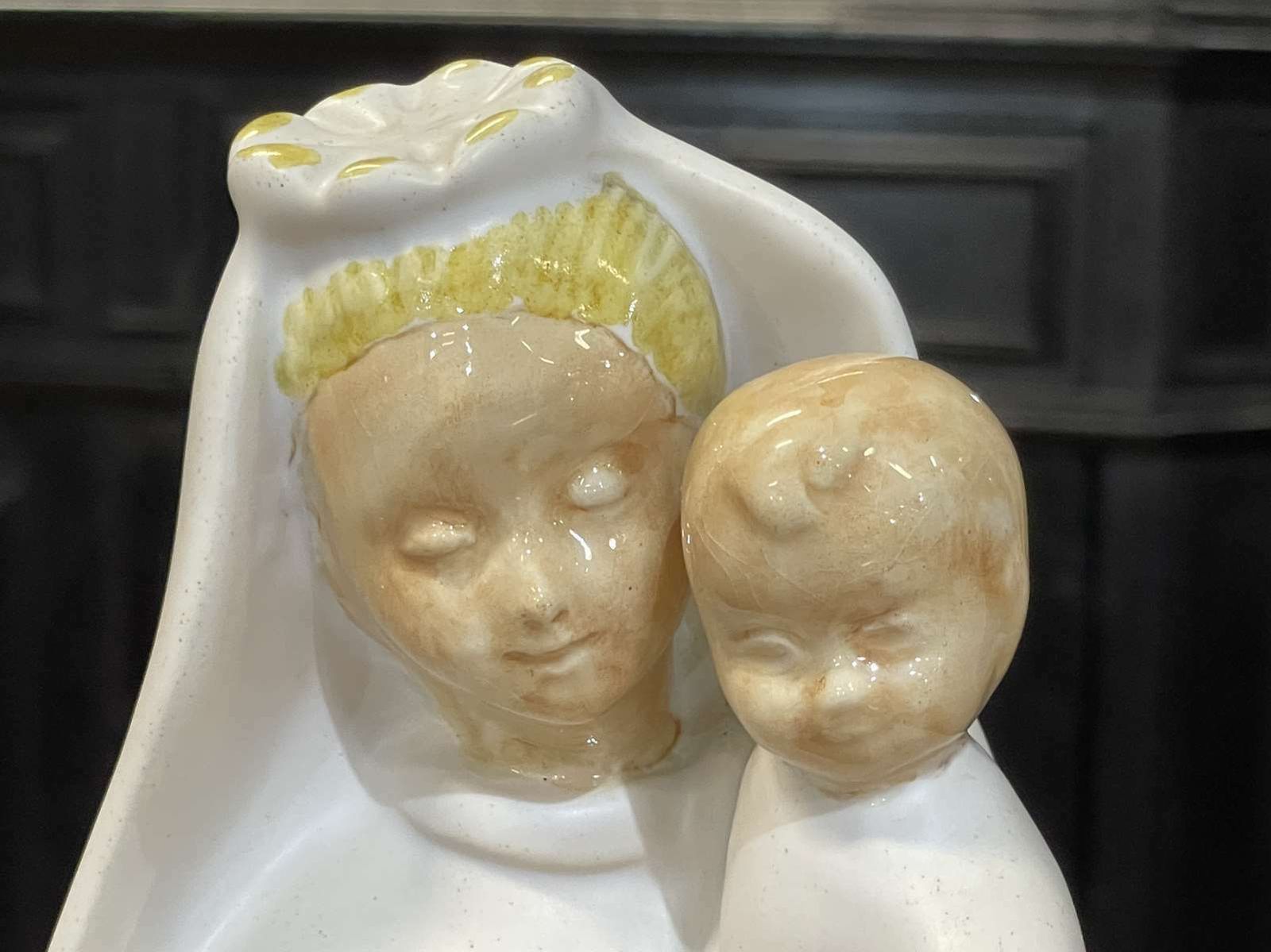 Quimper Earthenware Virgin And Child With Ivory Background By Bel Delecourt (1915   2017) photo buy