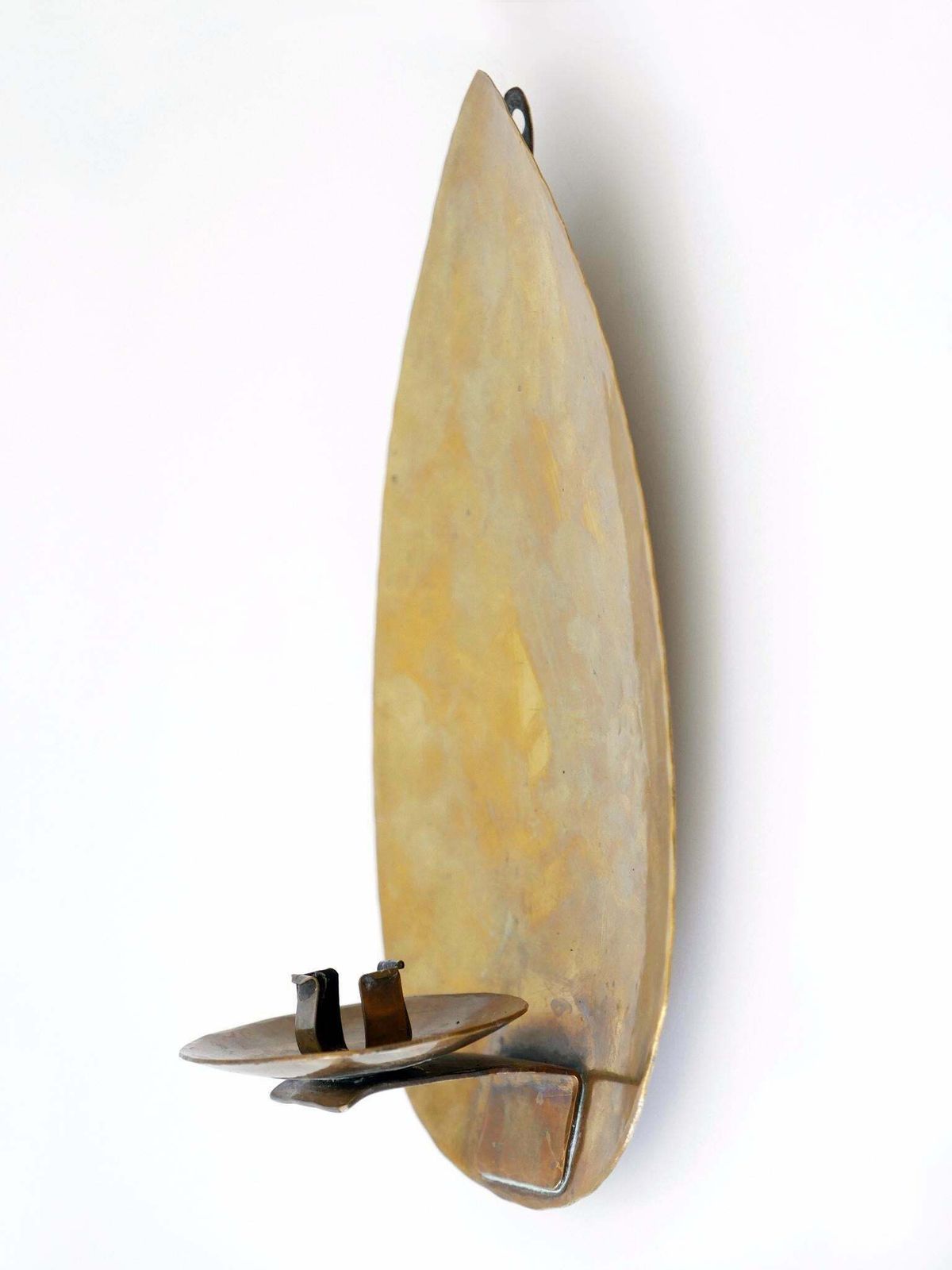 Elegant Hammered Brass Bauhaus Candle Sconce 1930s Germany photo buy