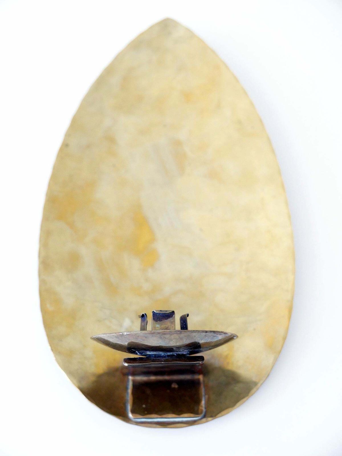 photo vinterior Elegant Hammered Brass Bauhaus Candle Sconce 1930s Germany