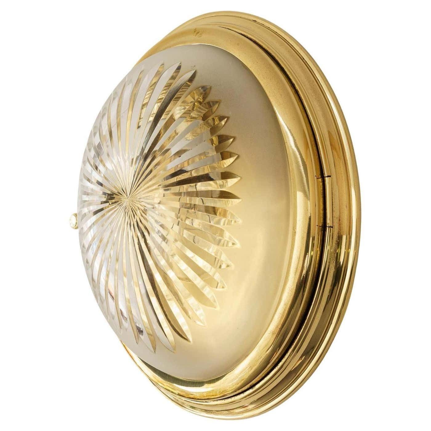 Art Deco Wall Or Ceiling Lamp With Cut Glass Shade Vienna Around 1920s