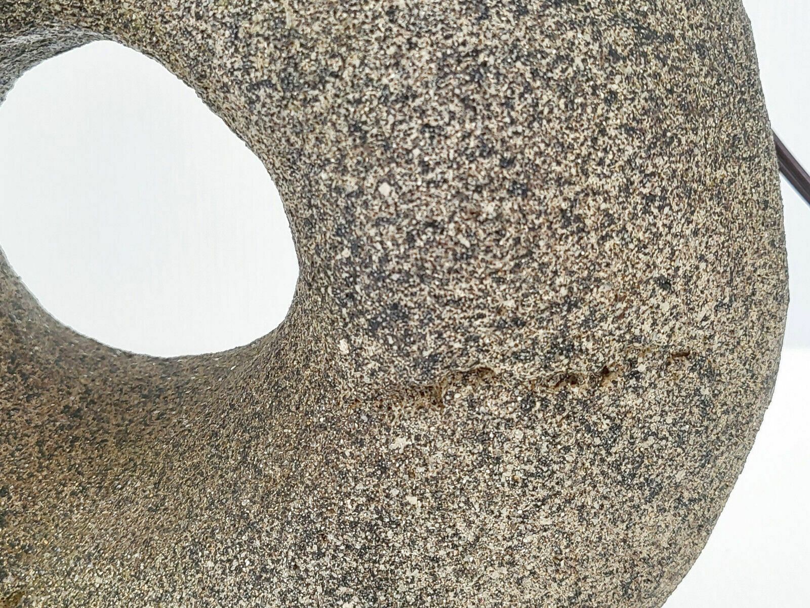 Important Vintage 1970 Granite Stone Lamp & 70s Resin Herbier Lampshade photo vinterior