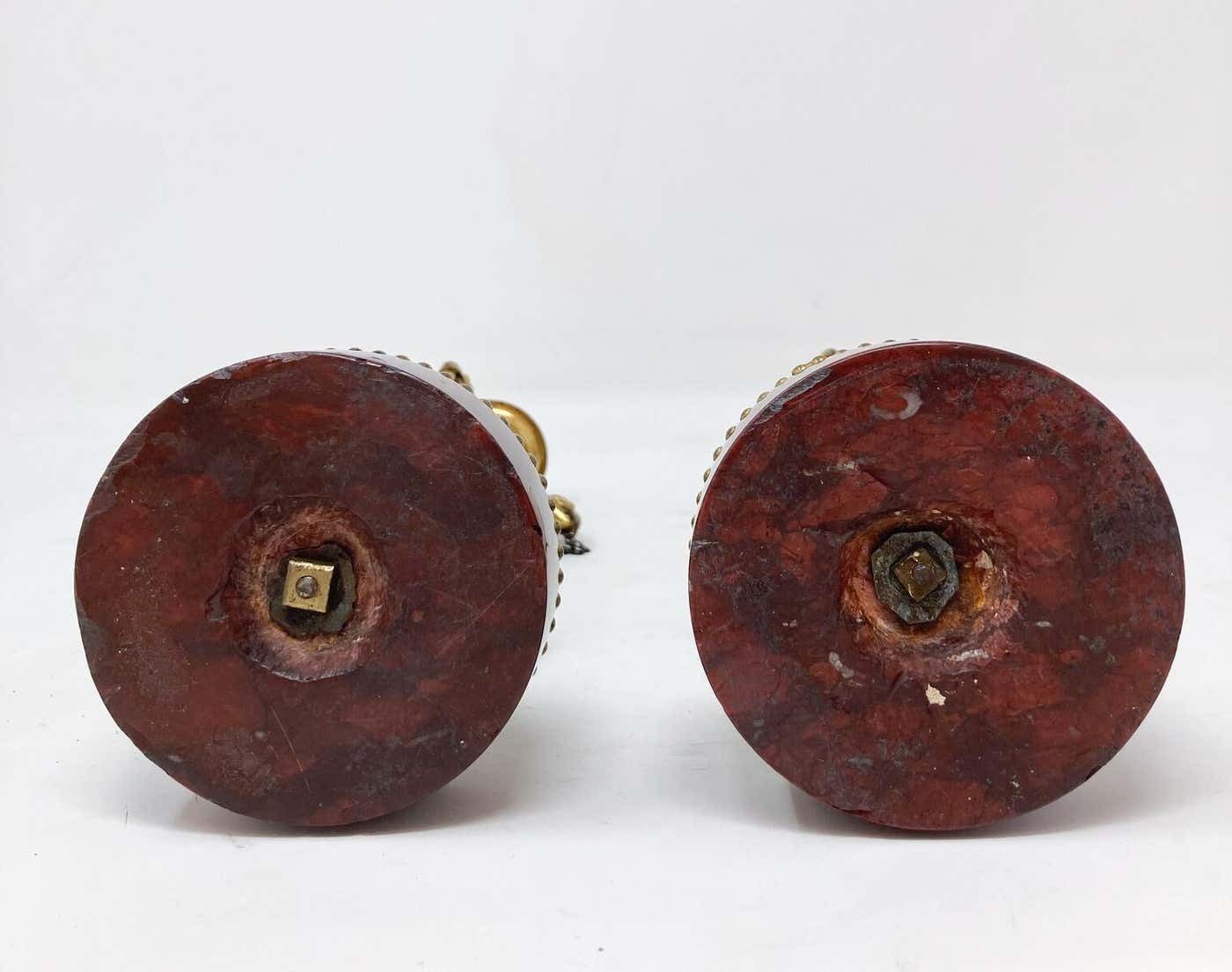 Pair Of Candlesticks, Louis XVI, Gilded Bronze And Griotte Marble photo vinterior