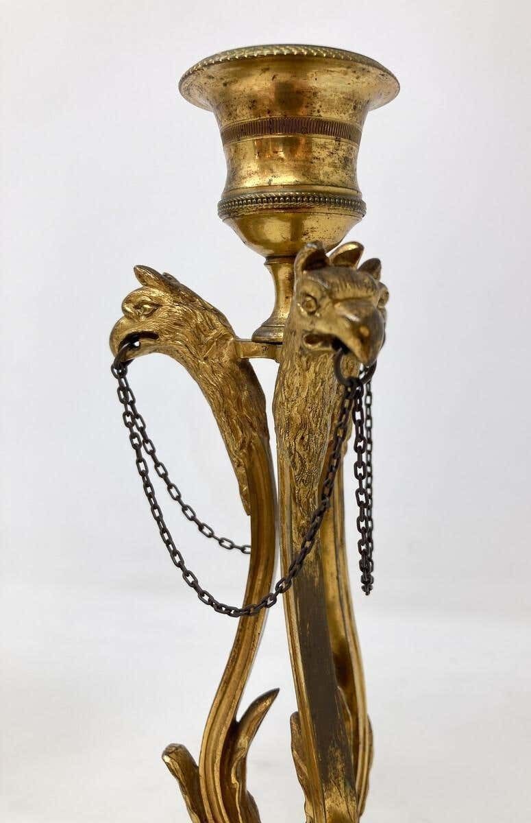photo furniture Pair Of Candlesticks, Louis XVI, Gilded Bronze And Griotte Marble