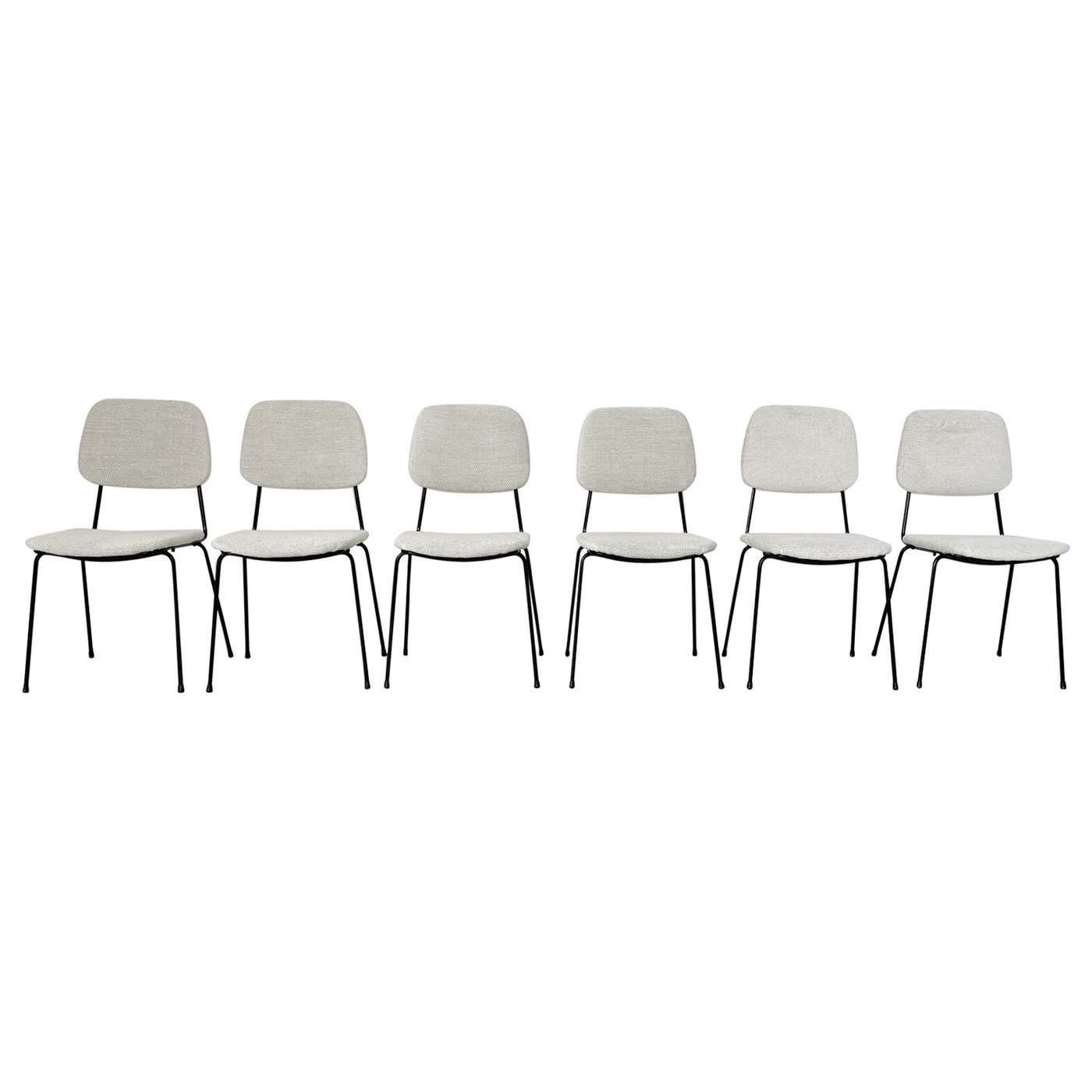 Mid Century Modern Set Of 6 Chairs, Italy, 1960s   New Upholstery