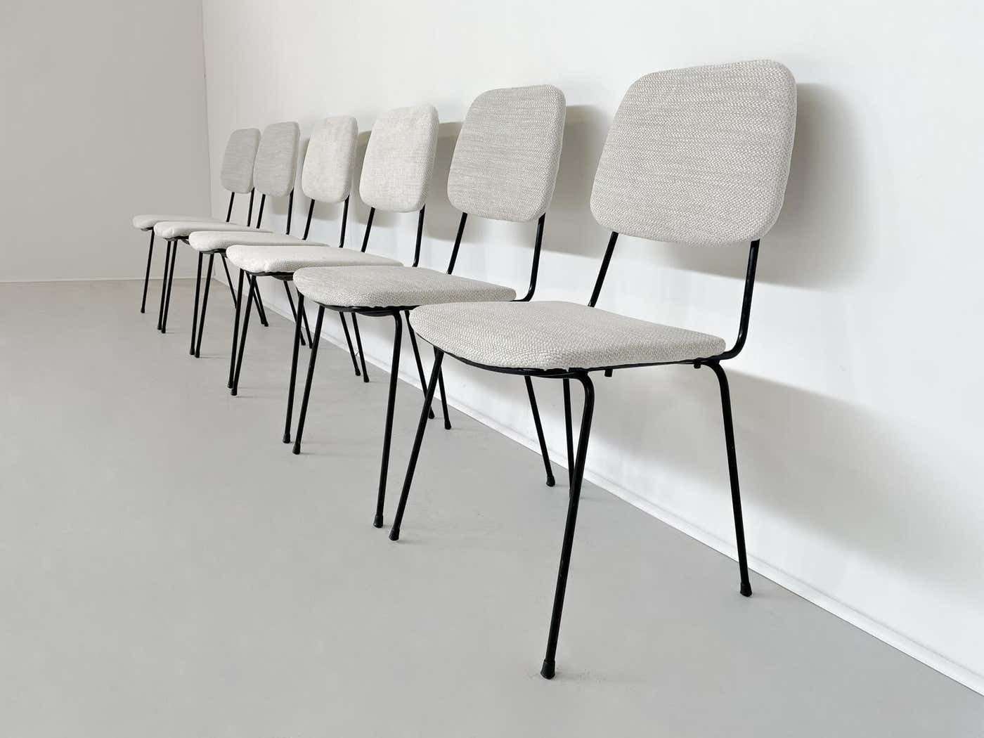 Mid Century Modern Set Of 6 Chairs, Italy, 1960s   New Upholstery photo for sale