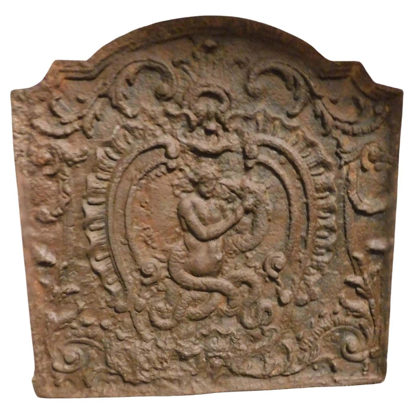Richly Carved Cast Iron Fireplace Backplate