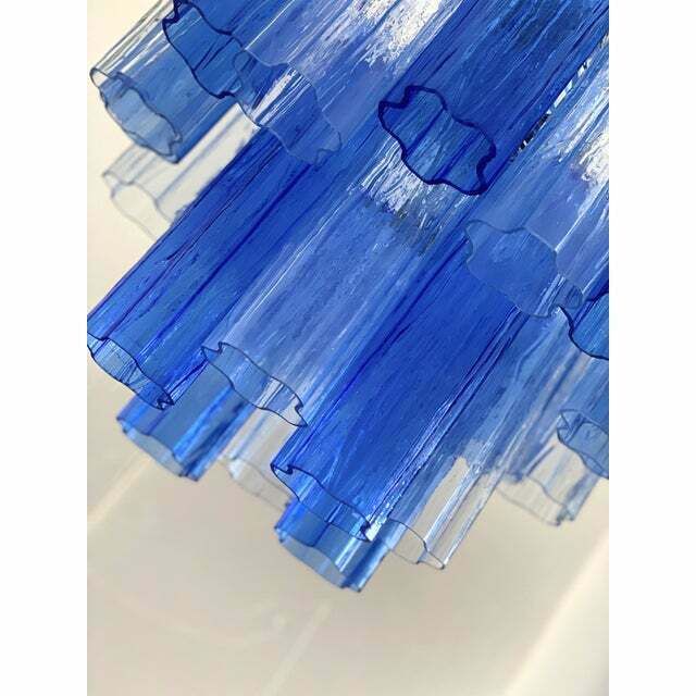 Contemporary Sky  Blue And Blue "Tronchi" Murano Glass Sputnik Chandelier photo vintage