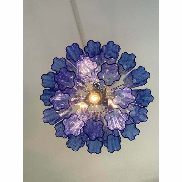 photo furniture Contemporary Blue "Tronchi" Murano Glass Sputnik Chandelier
