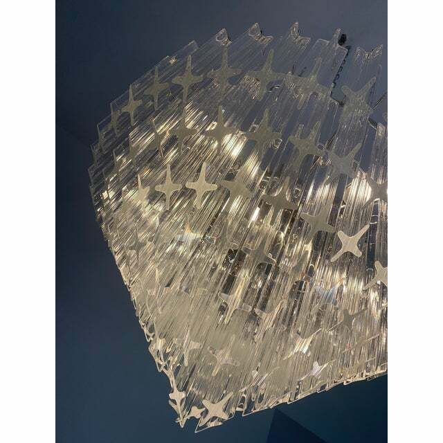 Murano Glass Sputnik Chandelier Transparent Mazzega Style, Lot Of 2 Or A Pair Of Chandeliers photo vinterior