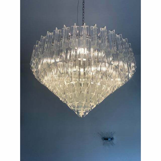 photo furniture Murano Glass Sputnik Chandelier Transparent Mazzega Style, Lot Of 2 Or A Pair Of Chandeliers