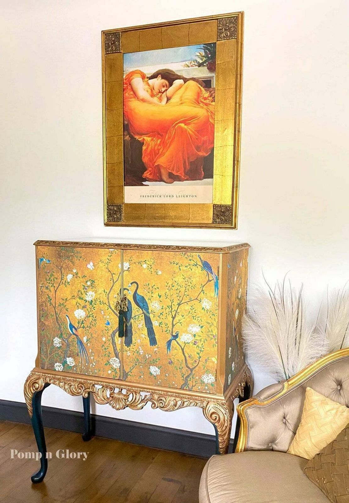 Chinoiserie Vintage Queen Retro Drinks / Cocktail Cabinet / Peacock photo furniture