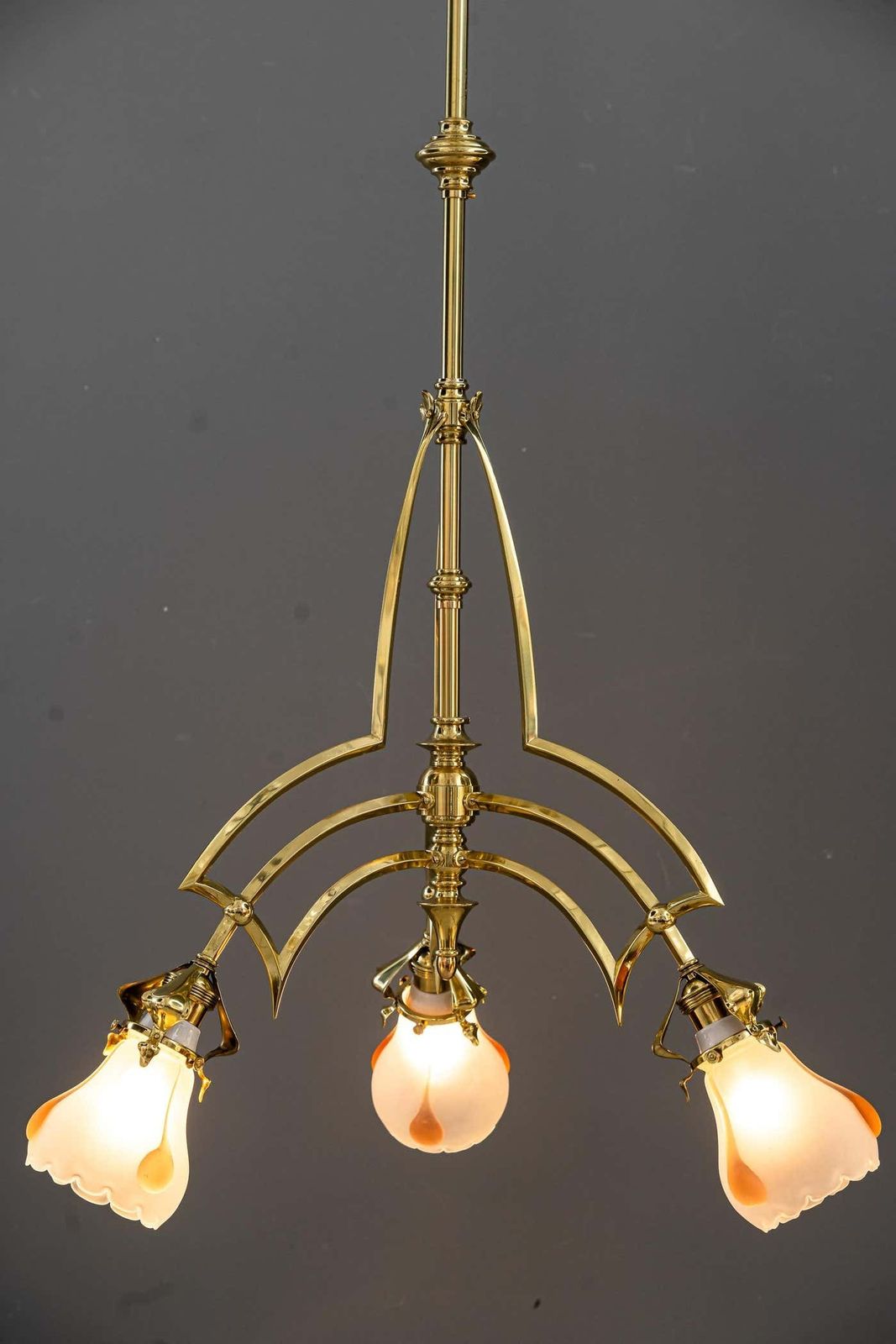 Art Deco Chandelier Vienna With Glass Shades Around 1920s photo vintage
