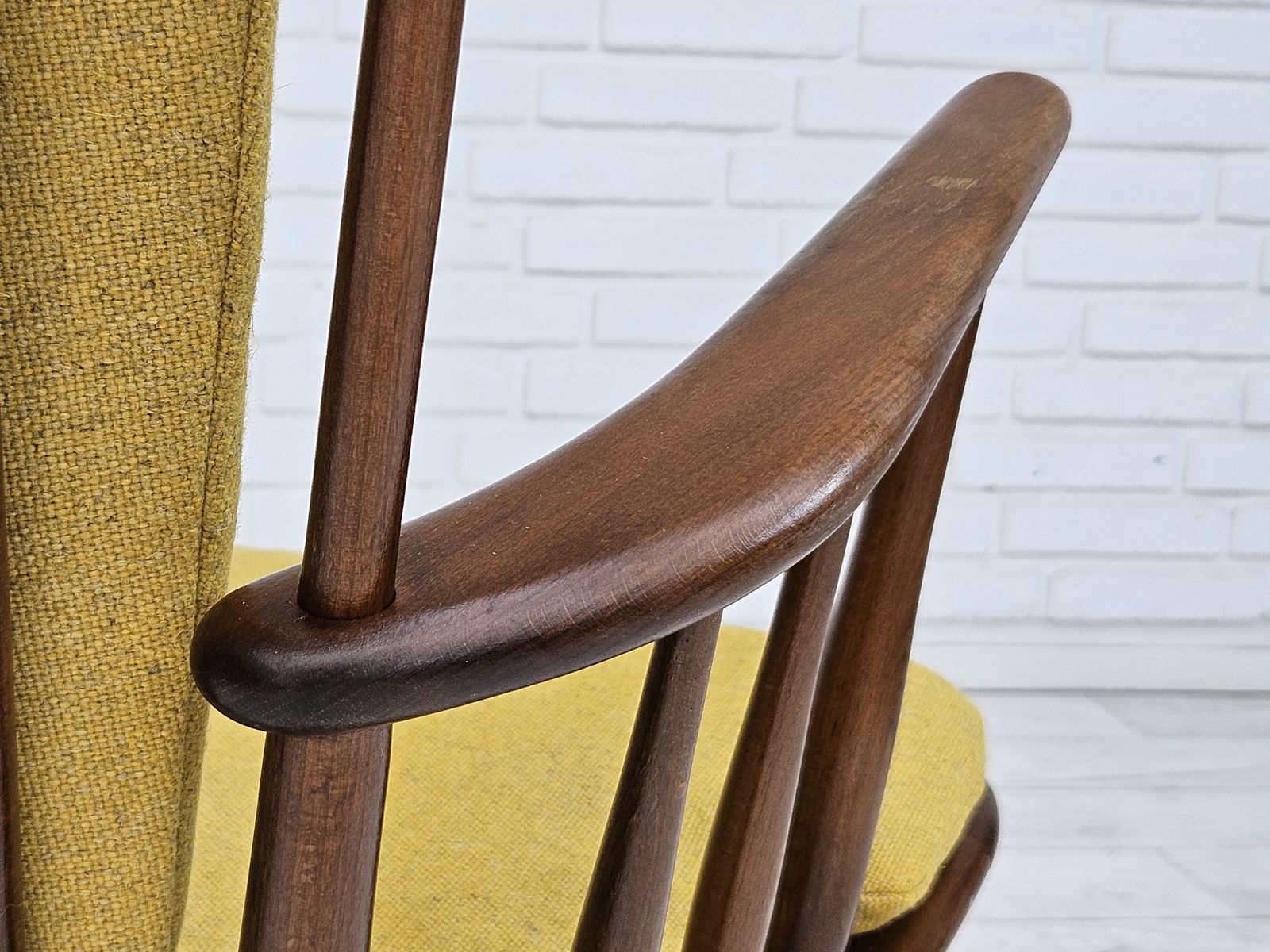 1960 70s, Danish Design By Farstrup Stolefabrik, Reupholstered Rocking Chair. photo vinterior