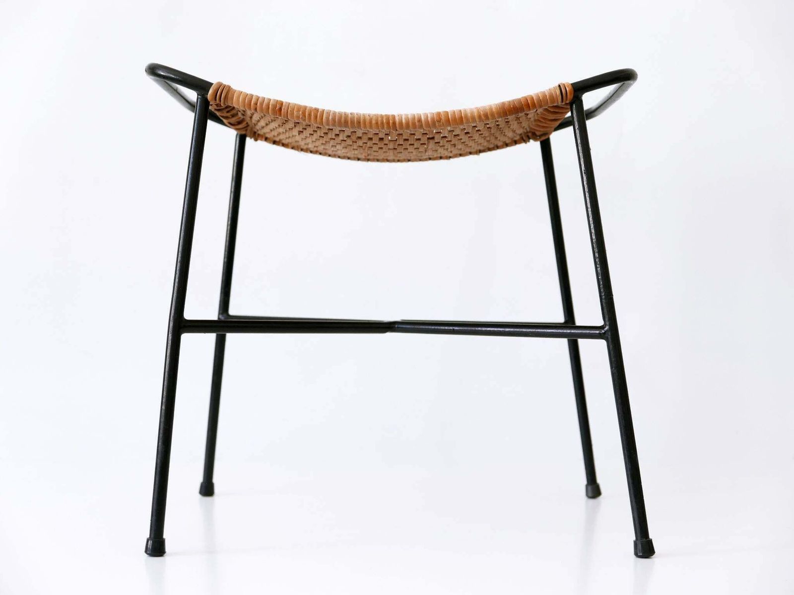 Furniture Set Of Two Lovely Mid Century Modern Rattan Stools Germany 1960s photo