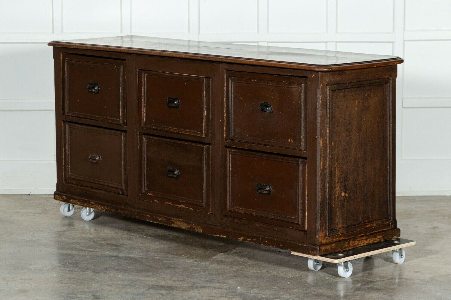 Large 19thc French Mahogany & Pine Painted Counter Drawers photo for sale