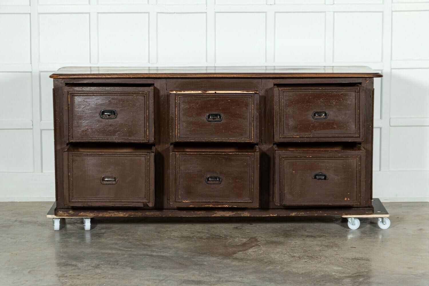 photo furniture Large 19thc French Mahogany & Pine Painted Counter Drawers