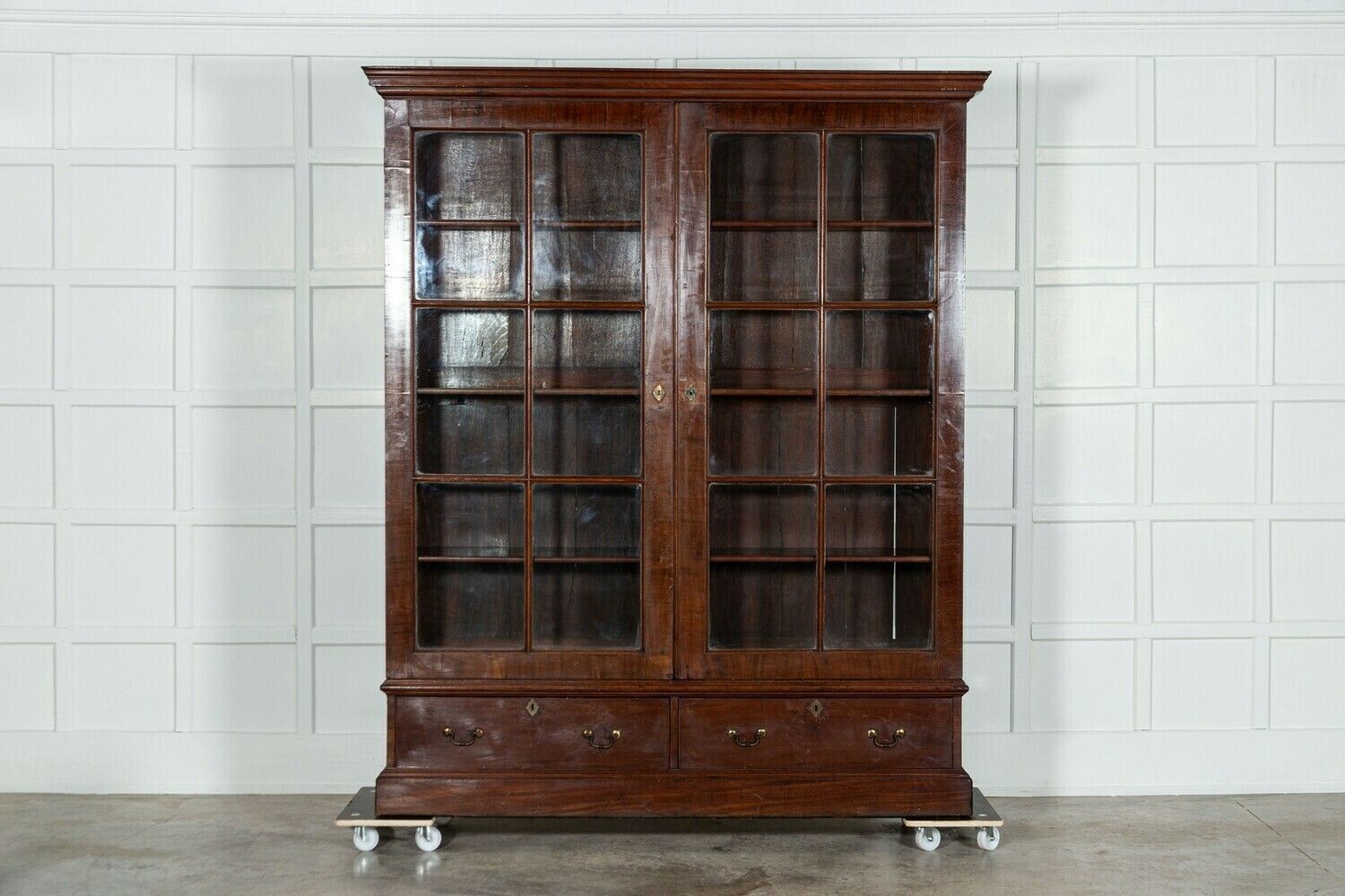 Large 19thc English Mahogany Glazed Bookcase
