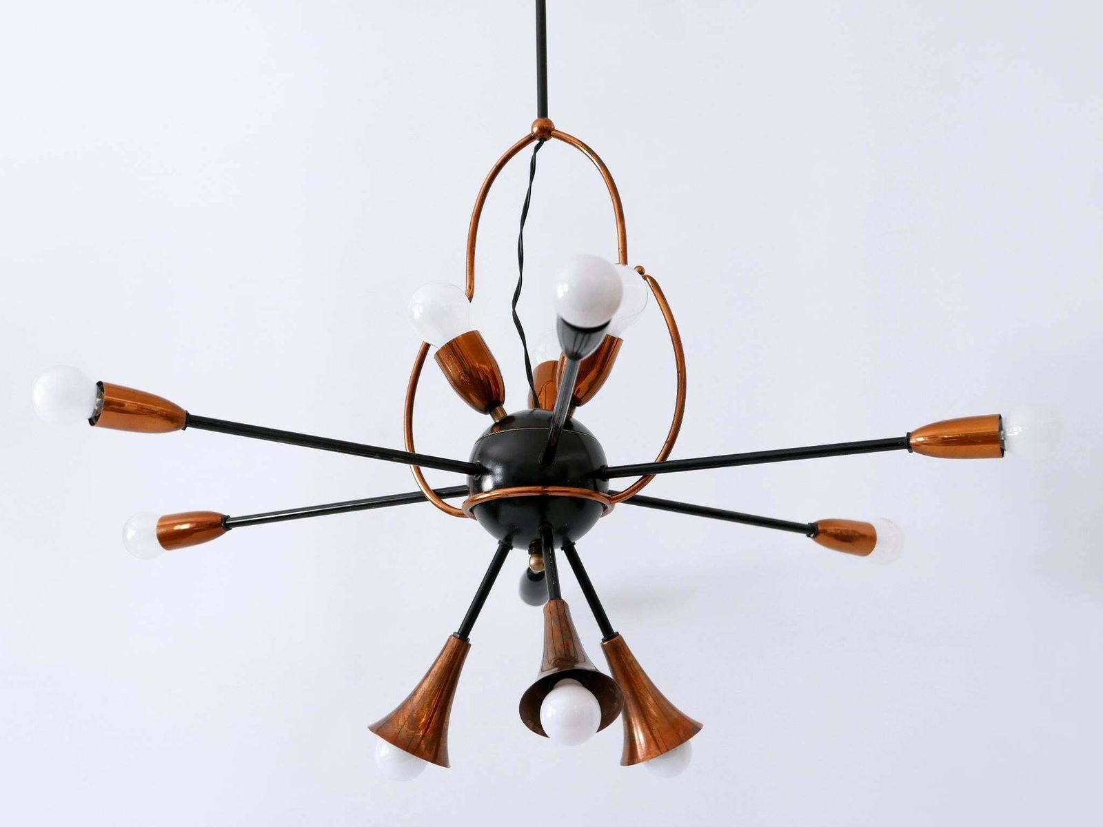 7776.0 Exceptional Twelve Flamed Sputnik Chandelier Or Pendant Lamp Austria 1950s photo