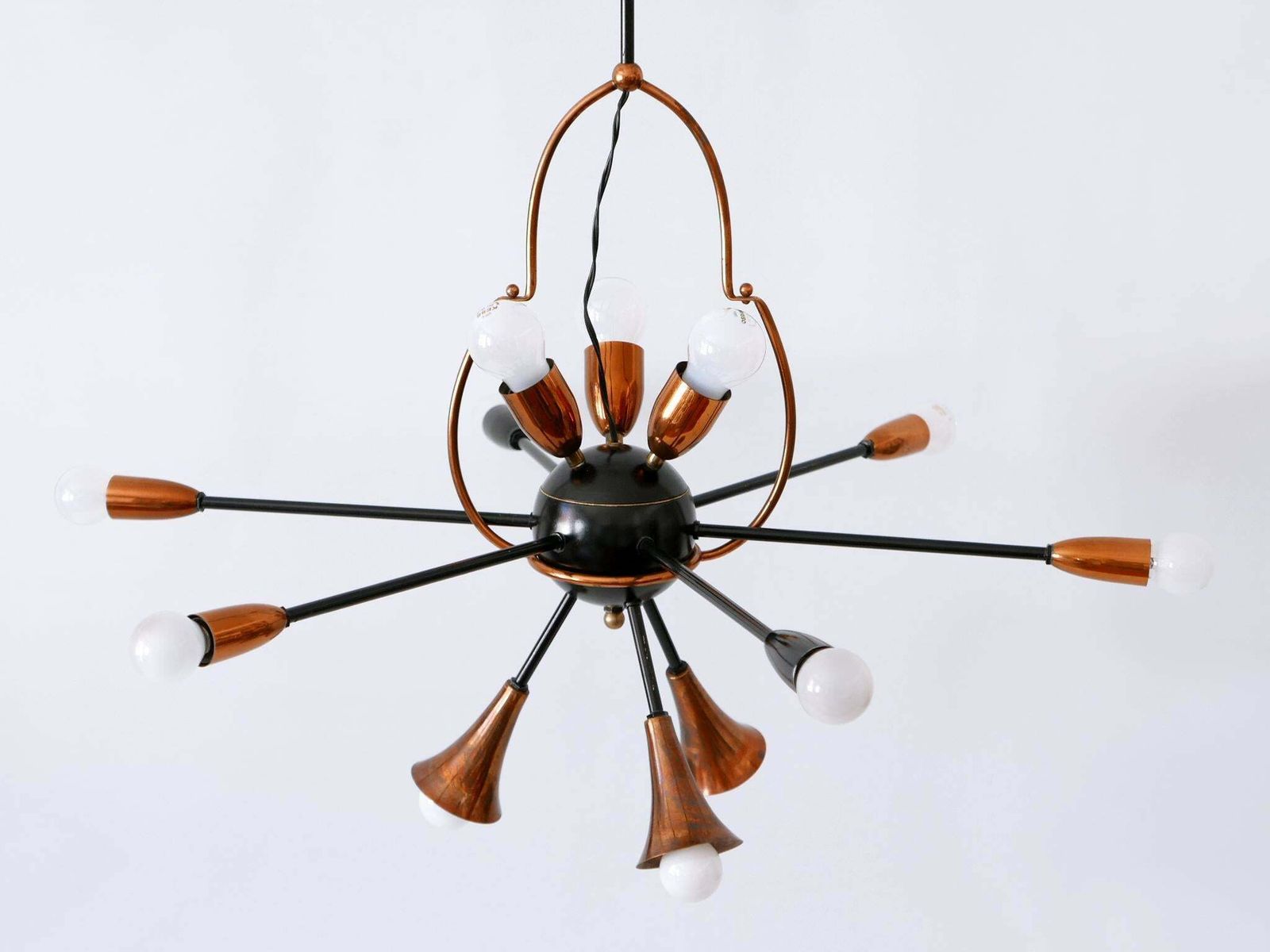 photo vinterior Exceptional Twelve Flamed Sputnik Chandelier Or Pendant Lamp Austria 1950s