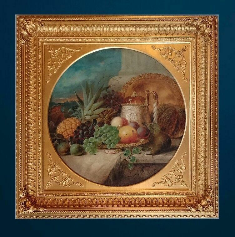 Fine Antique Large Still Life Oil Painting Of Fruit James Poulton C 1860's photo Art