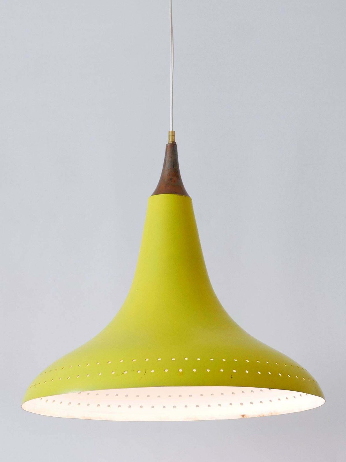 photo vinterior Elegant Mid Century Modern Perforated Aluminium Pendant Lamp Austria 1960s