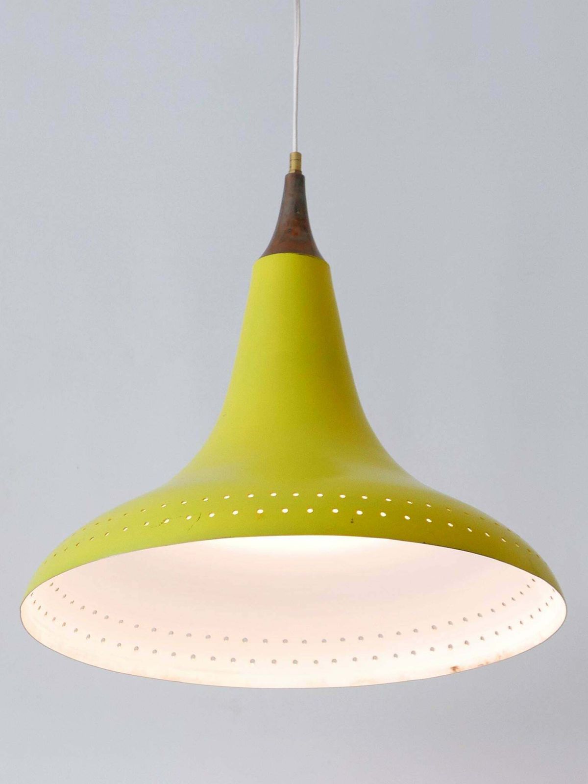 photo vintage Elegant Mid Century Modern Perforated Aluminium Pendant Lamp Austria 1960s