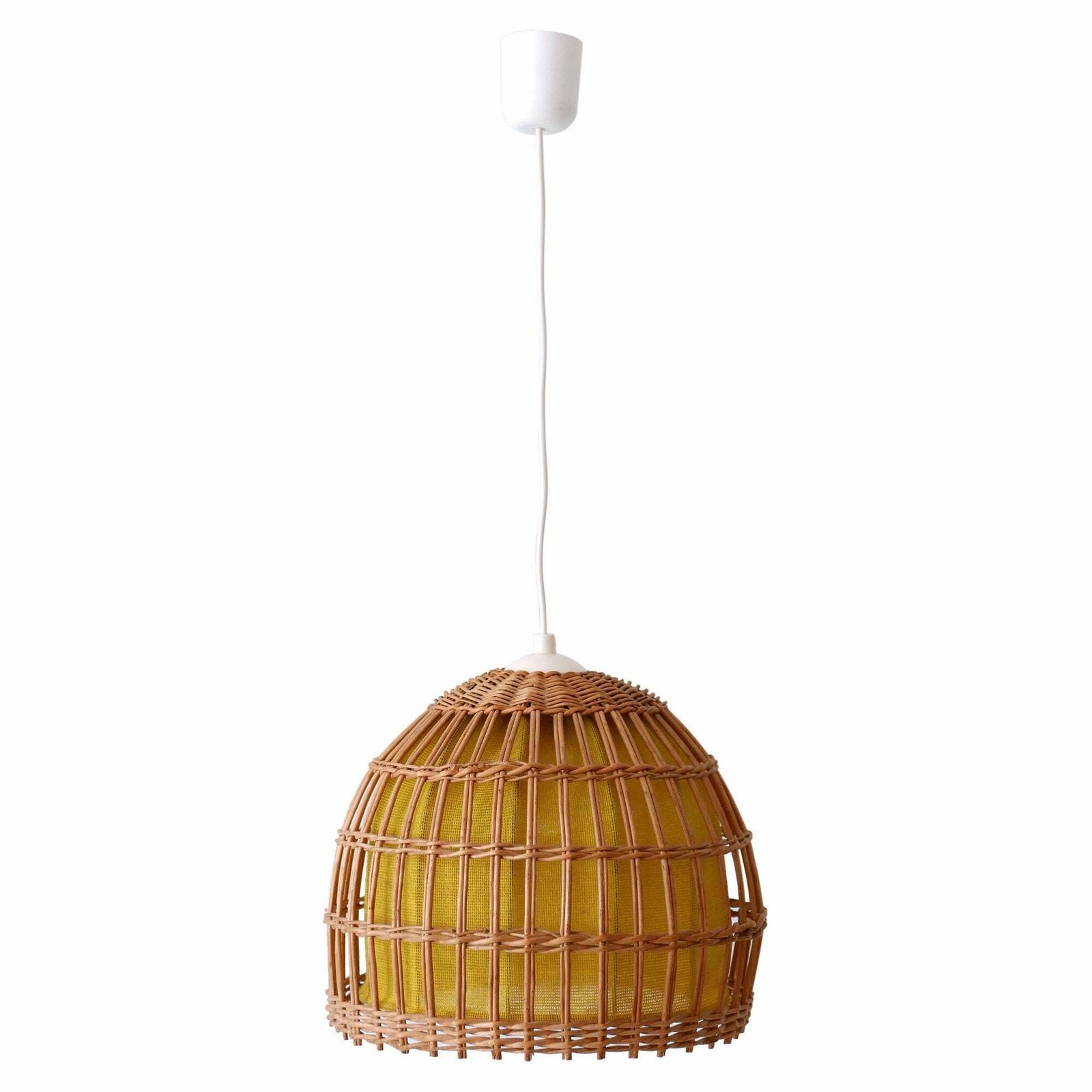 Mid Century Modern Rattan Pendant Lamp Or Hanging Light Germany 1960s