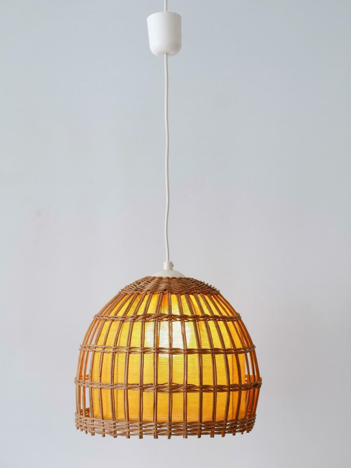 Mid Century Modern Rattan Pendant Lamp Or Hanging Light Germany 1960s photo furniture