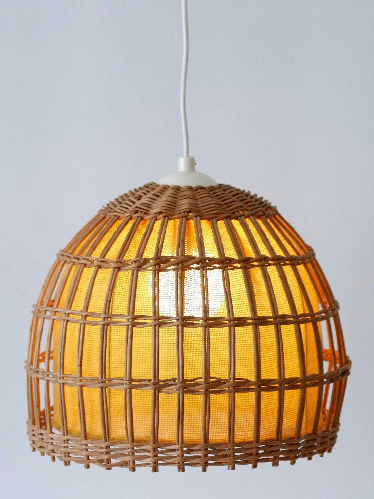 Mid Century Modern Rattan Pendant Lamp Or Hanging Light Germany 1960s photo Lighting