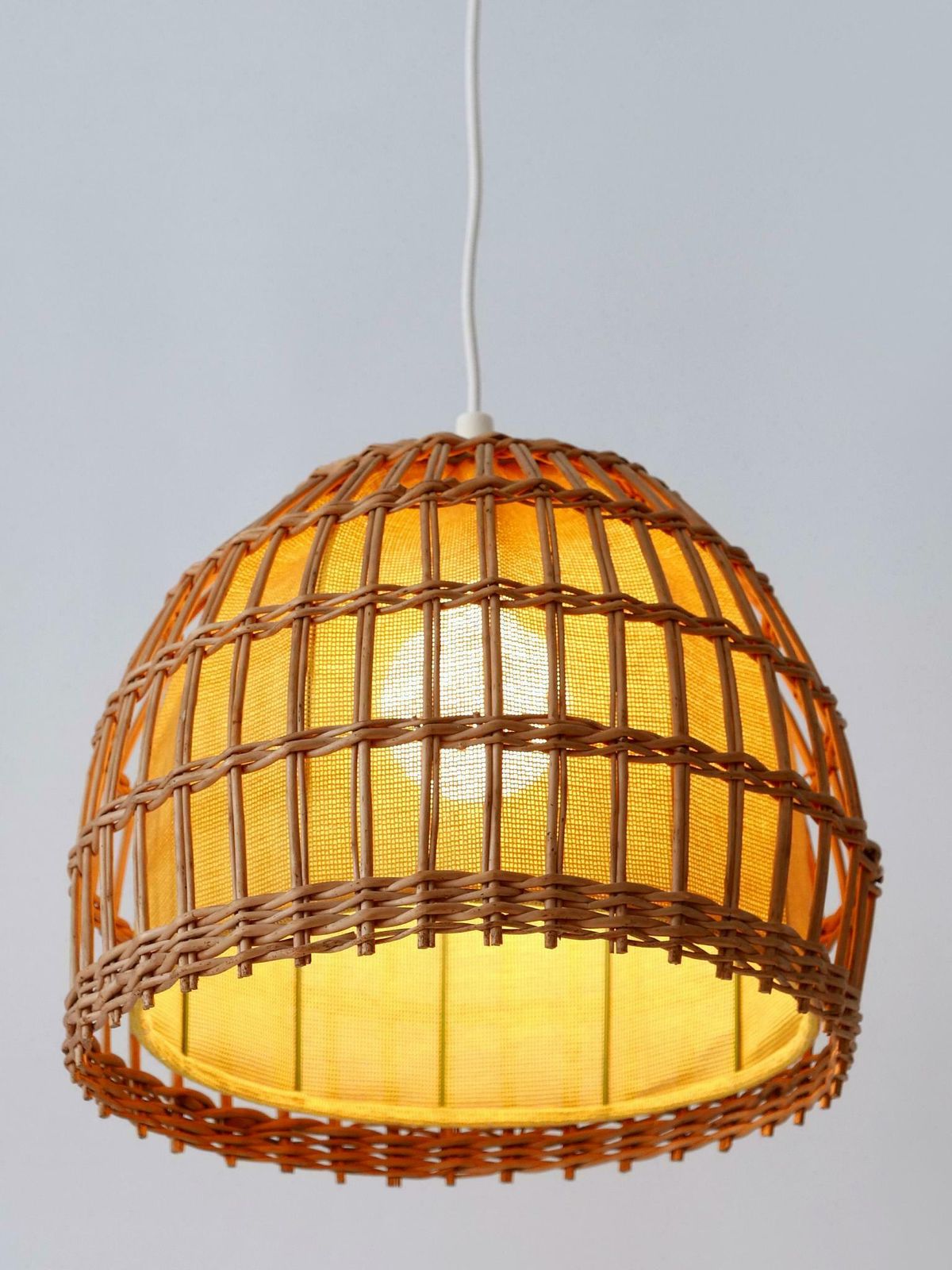 photo furniture Mid Century Modern Rattan Pendant Lamp Or Hanging Light Germany 1960s