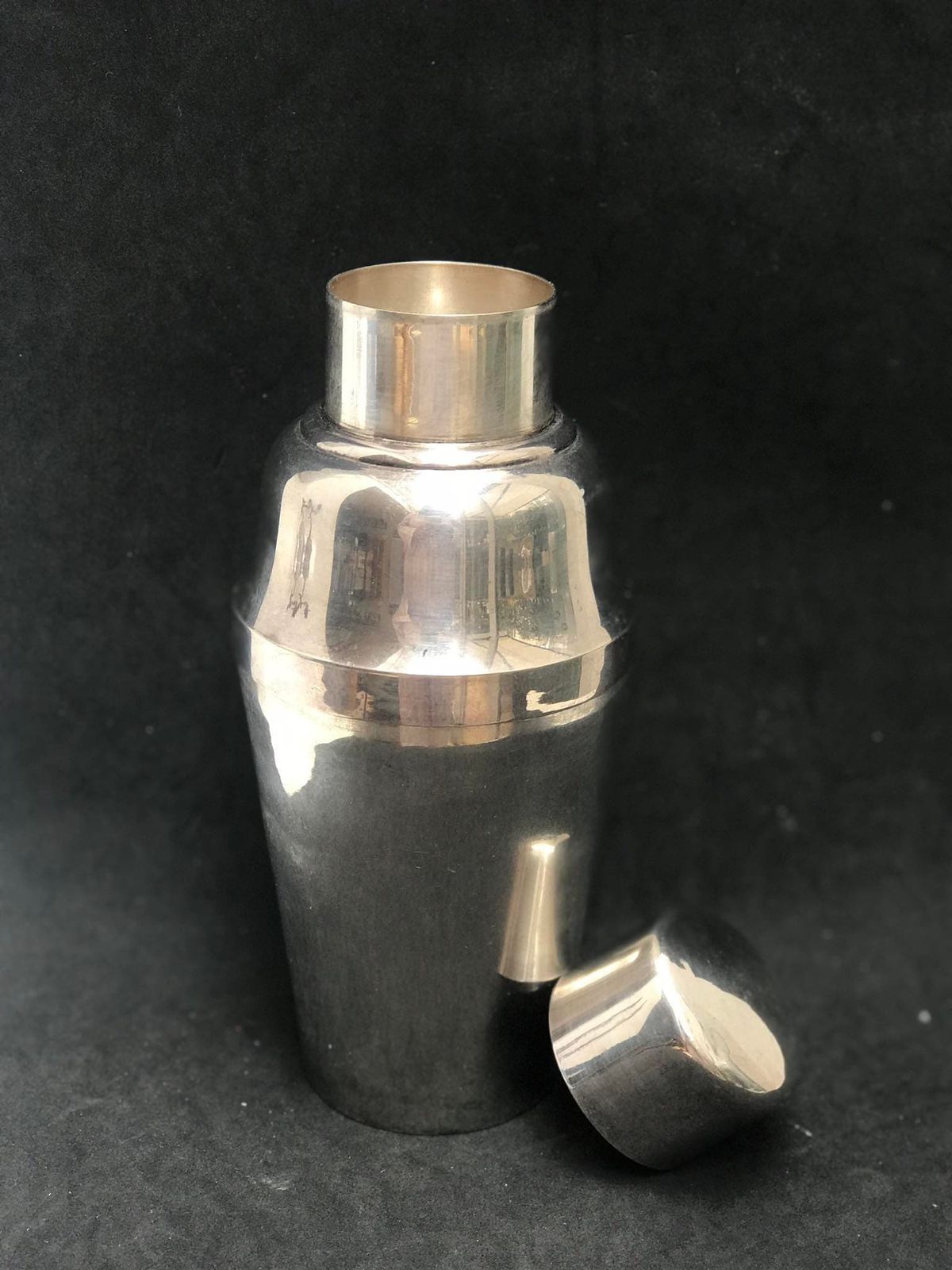 Art Deco Cocktail Shaker With Ice Crusher Silver Plated Bar Cart Decor Mixology Tools Gift For Him Christmas Gift Barware Accessories Bar photo for sale